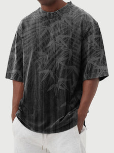 Men's Bamboo Leaf Print Short Sleeve T-Shirt