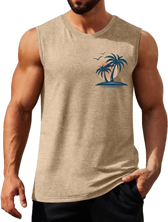 Men's Coconut Sunset Fitness Casual Sleeveless Tank Top