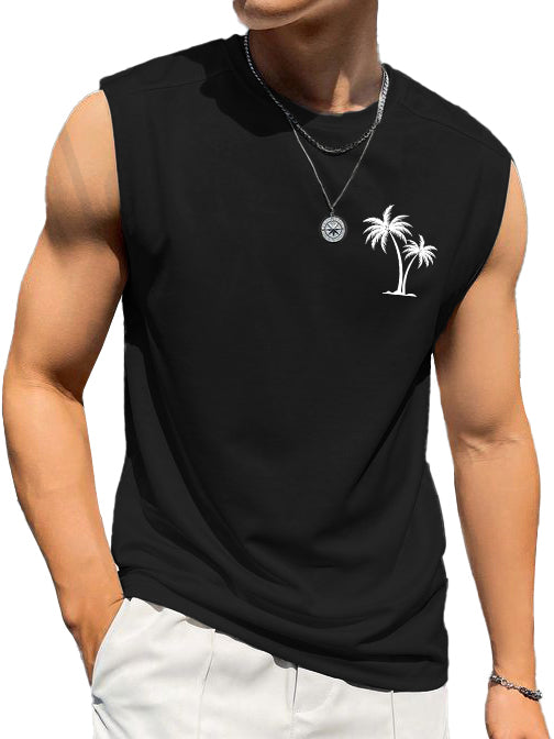 Hawaiian Beach Casual Coconut Print Sleeveless Vest