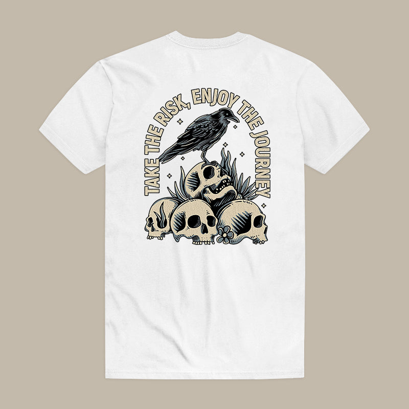 Take The Risk, Enjoy The Journey Skull Print Men's T-shirt