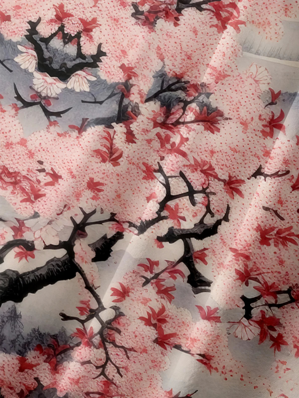 Moisture-wicking Cherry Blossoms Chest Pocket Hawaiian Shirt