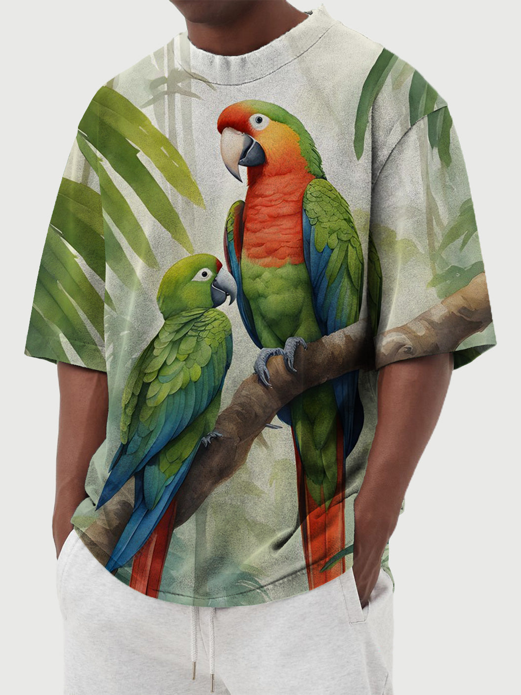 Men's Hawaiian Parrot Print Short Sleeve T-Shirt