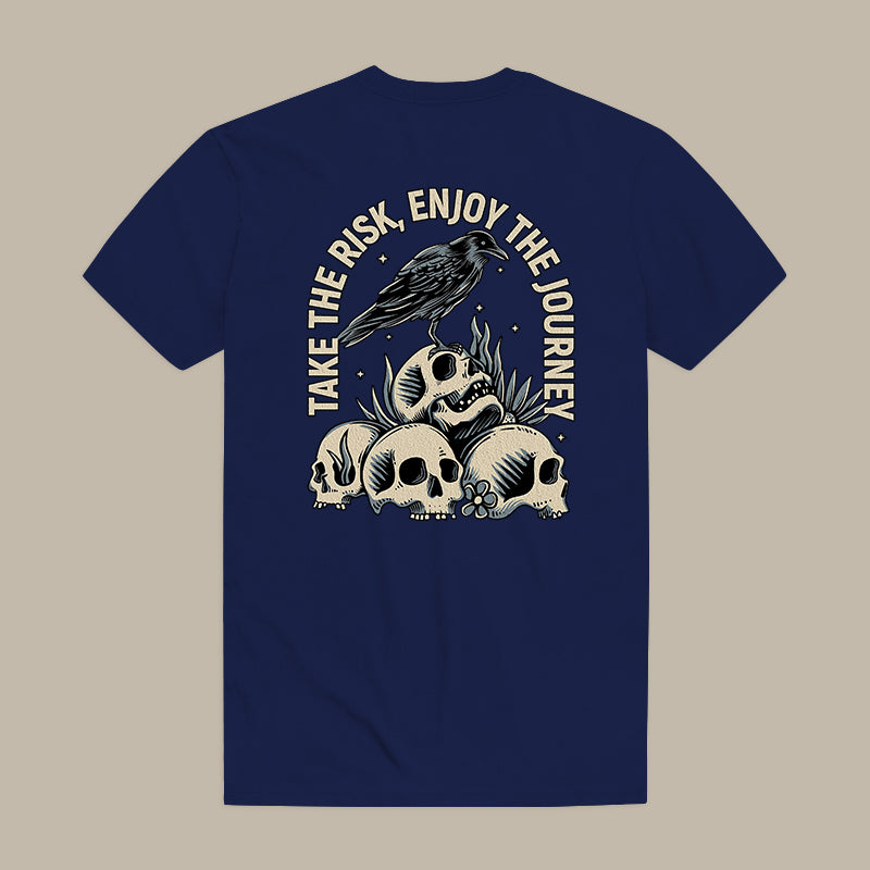 Take The Risk, Enjoy The Journey Skull Print Men's T-shirt