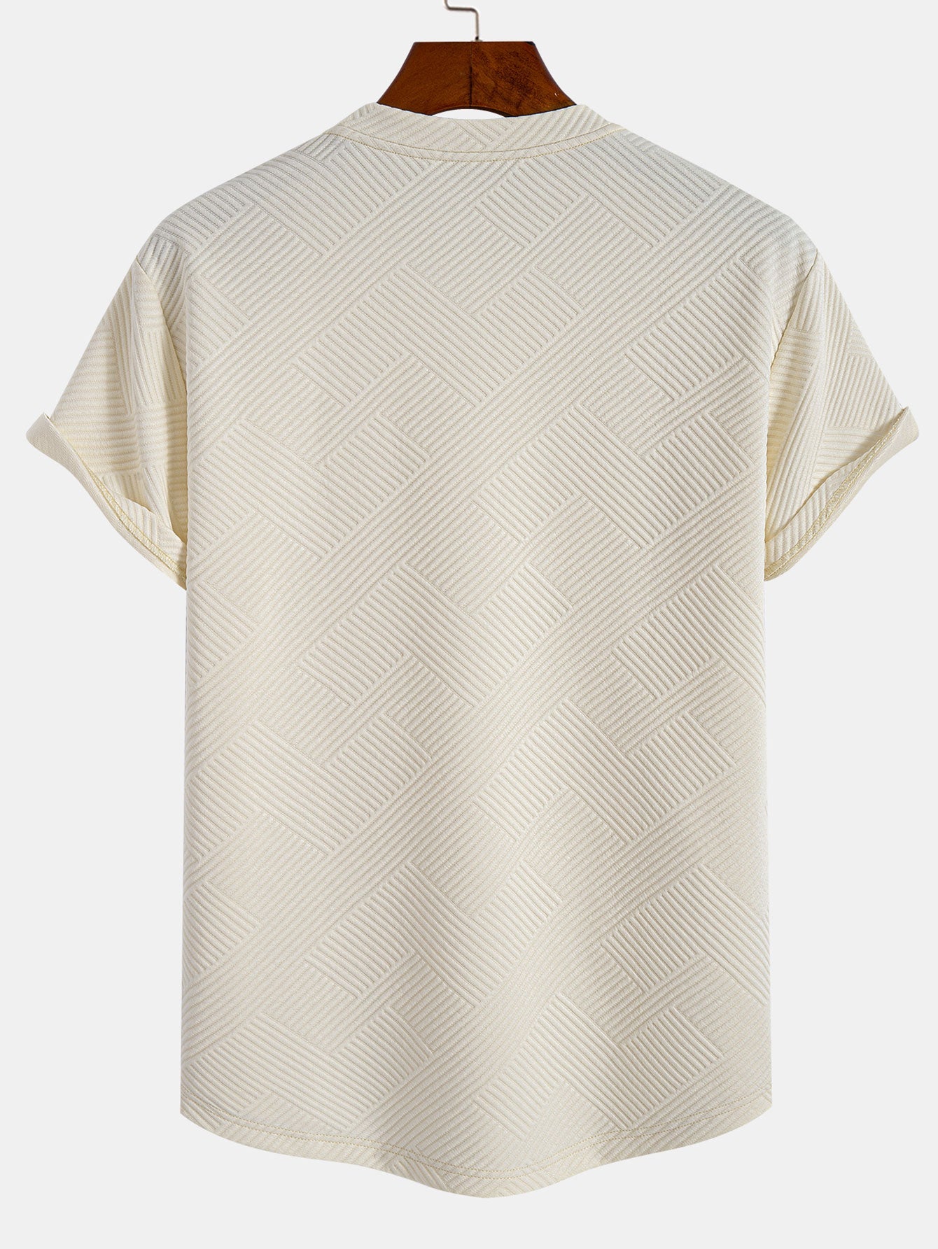 Short Sleeve Stripe Jacquard Arc Hem T-Shirt