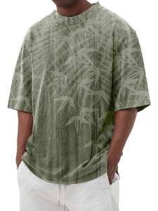 Men's Bamboo Leaf Print Short Sleeve T-Shirt