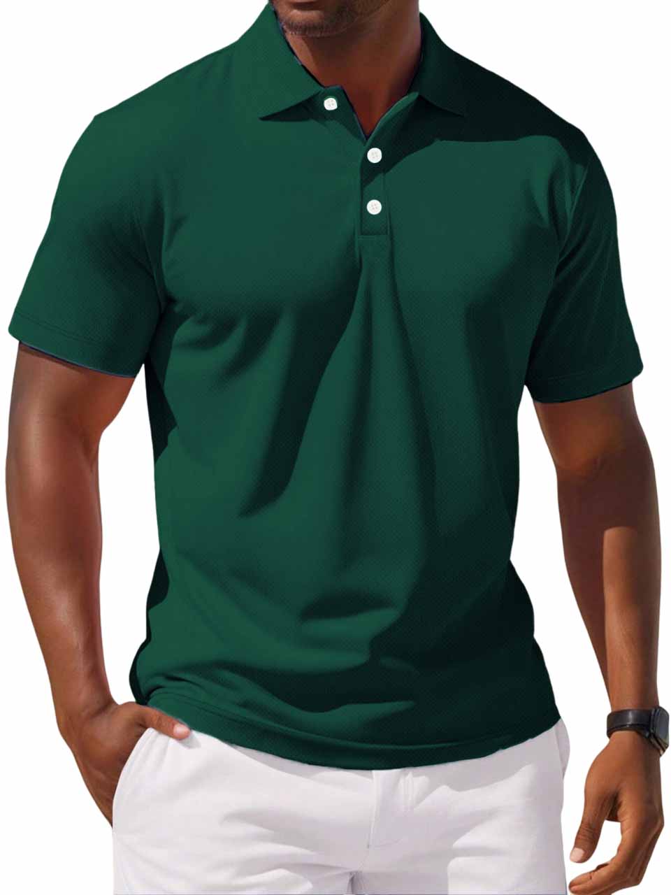 Men's Casual Basic Lapel Short Sleeve Polo Shirt