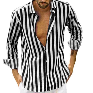 Men's Long Sleeve Striped Lapel Shirt 67559330X