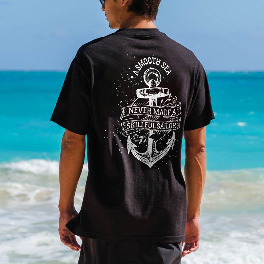 A Smooth Sea Never Made A Skillful Sailor Printed Men's T-shirt