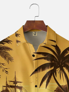 Moisture-wicking Seaside Resort Coconut Tree Hawaiian Shirt