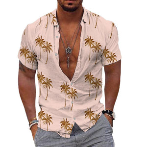 Men's Beach Hawaiian Print Lapel Shirt 03515426X