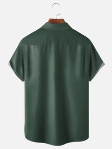 Tall Size Moisture-wicking Bamboo Chest Pocket Bowling Shirt