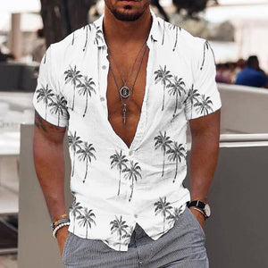 Men's Beach Hawaiian Print Lapel Shirt 03515426X