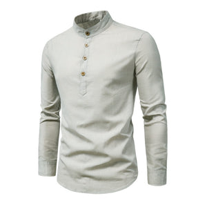 Men's Solid Color Stand Collar Shirt 65064408X