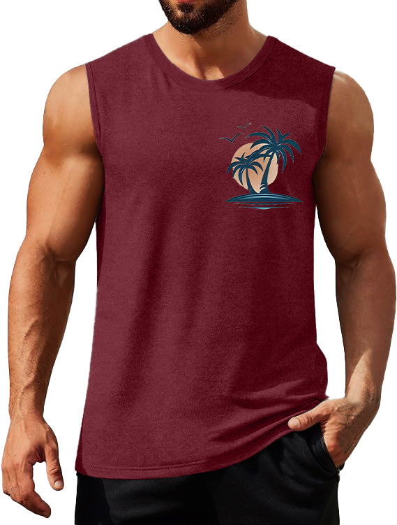 Men's Coconut Sunset Fitness Casual Sleeveless Tank Top