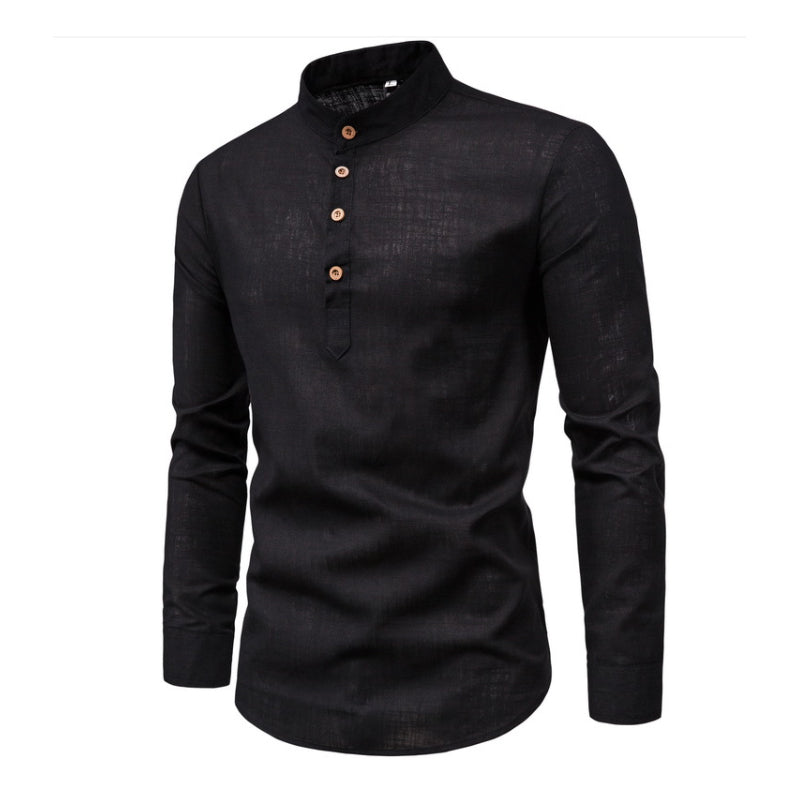 Men's Solid Color Stand Collar Shirt 65064408X