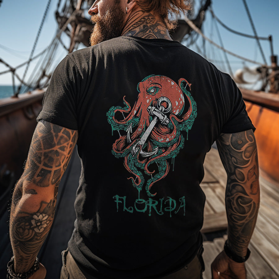 Florida Octopus Printed Men's T-shirt