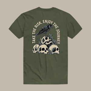 Take The Risk, Enjoy The Journey Skull Print Men's T-shirt