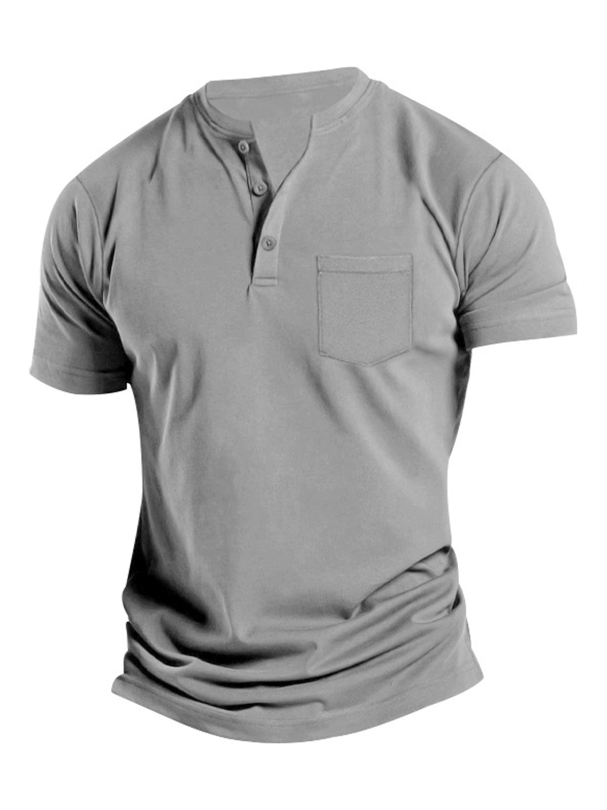 Men's Summer Solid Color Pocket Casual Short Sleeve POLO Shirt