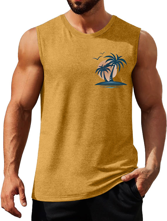 Men's Coconut Sunset Fitness Casual Sleeveless Tank Top