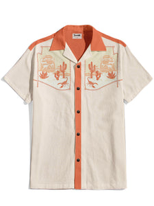 Cacti And Scorpions In The Desert - 100% Cotton Cuban Collar Shirt