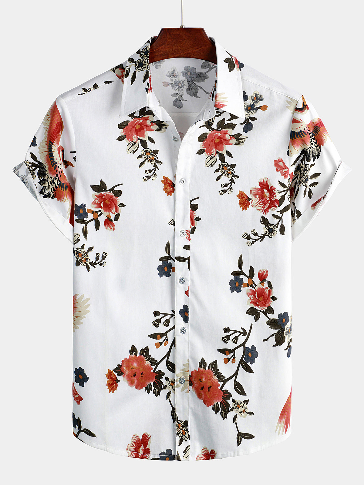 Men's Casual Floral Print Short Sleeve Shirt