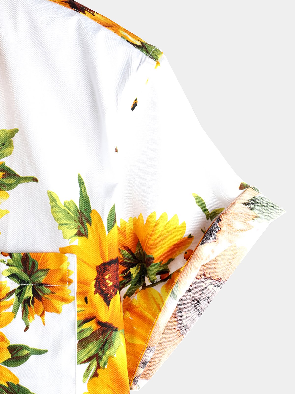 Men's Vintage Sunflower Pocket Short Sleeve Shirt