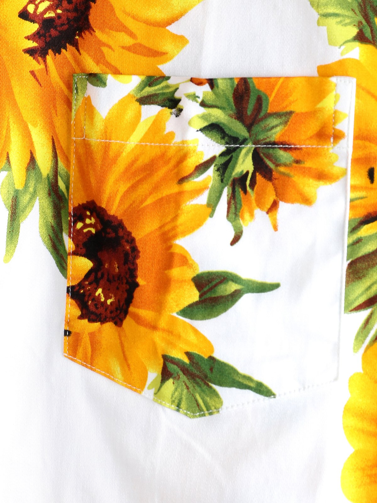 Men's Vintage Sunflower Pocket Short Sleeve Shirt