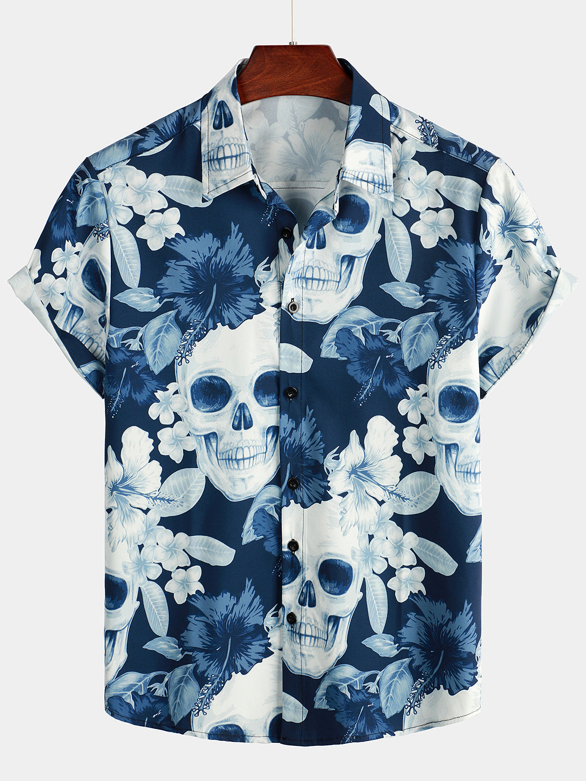 Men's Funny Skull Print Short Sleeve Shirt