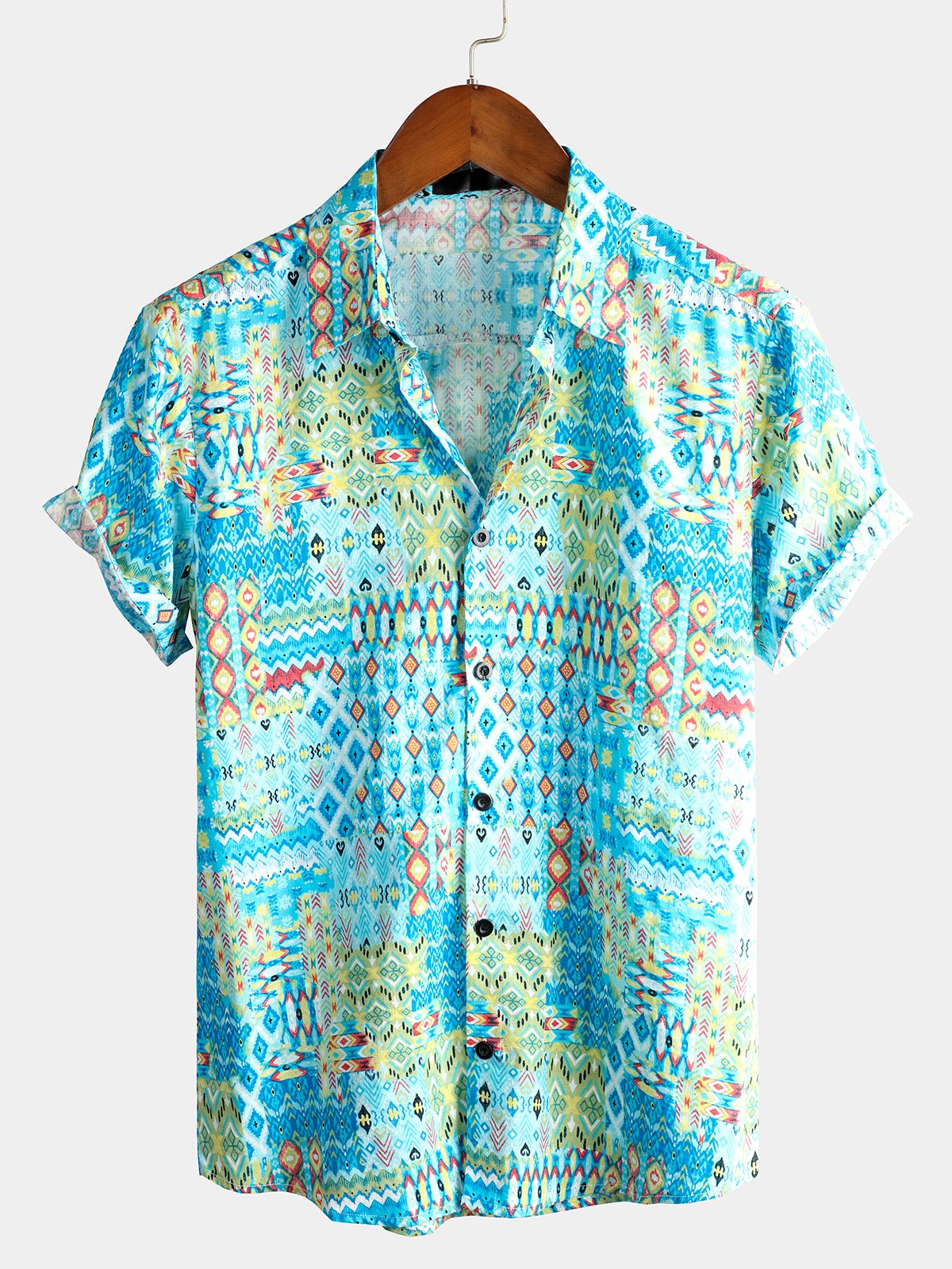 Men's Vintage Short Sleeve Cotton Retro Triba Shirt