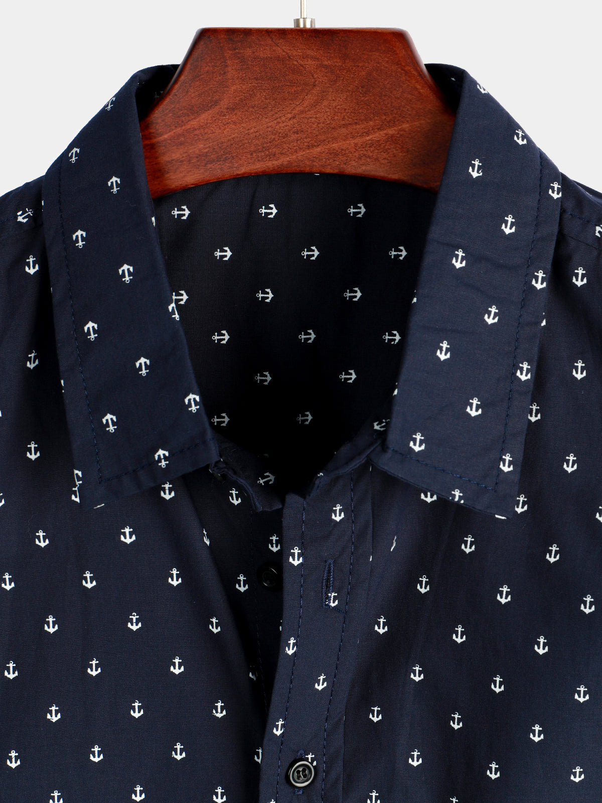 Men's Navy Blue Casual Short Sleeve Print Shirt