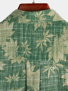 Men's Casual Holiday Leaf Pocket Hawaiian Retro Shirt