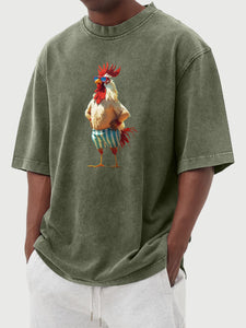 Men's Beach Fun Chicken Hawaiian Short-sleeved T-shirt