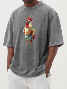 Men's Beach Fun Chicken Hawaiian Short-sleeved T-shirt