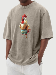 Men's Beach Fun Chicken Hawaiian Short-sleeved T-shirt