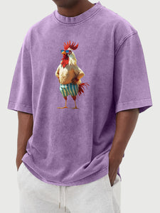 Men's Beach Fun Chicken Hawaiian Short-sleeved T-shirt