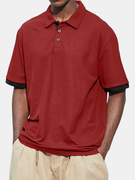 Men's Contrast Color Casual Daily Polo Shirt