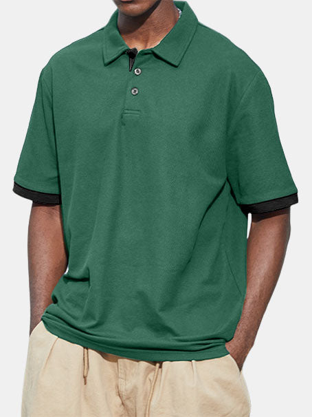 Men's Contrast Color Casual Daily Polo Shirt