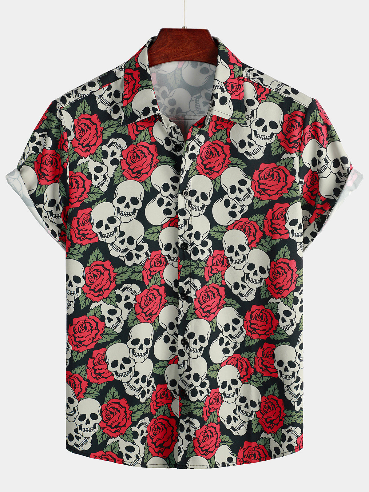 Men's Funny Skull Print Short Sleeve Shirt