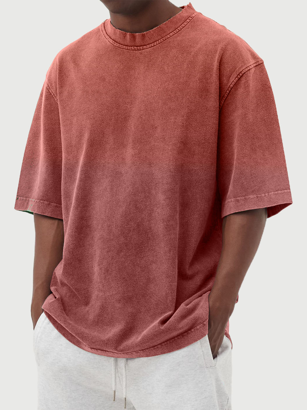 Men's Pure Cotton Gradient Contrast Round Neck Short-sleeved T-shirt