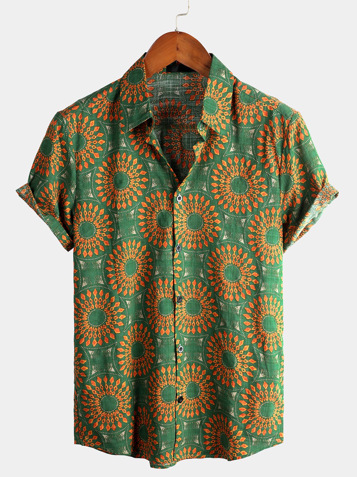 Men's Cotton Leisure Vintage 70s Short Sleeve Shirt