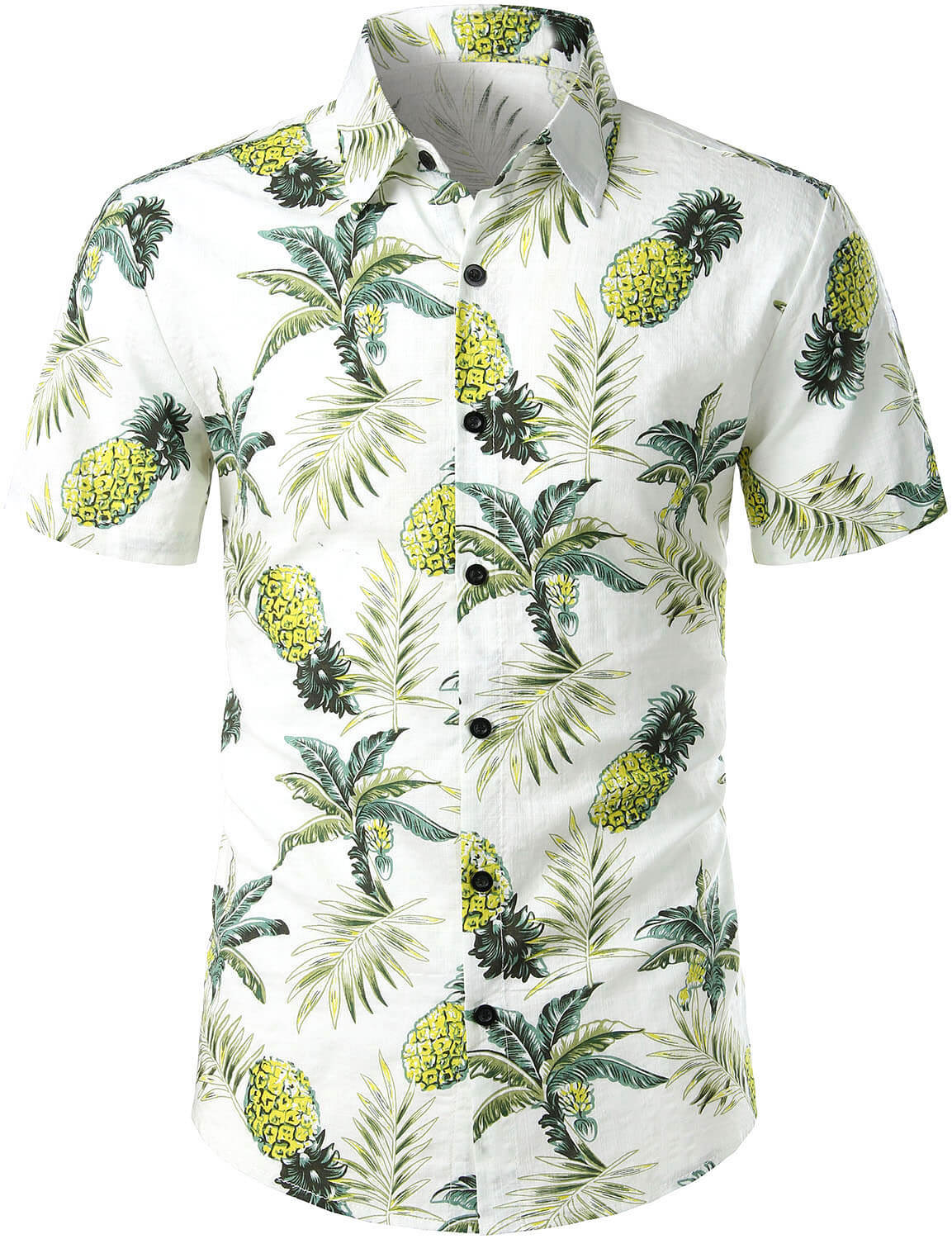 Men's Hawaii Floral Pineapple Tropical Fruit Printed Cotton Shirt