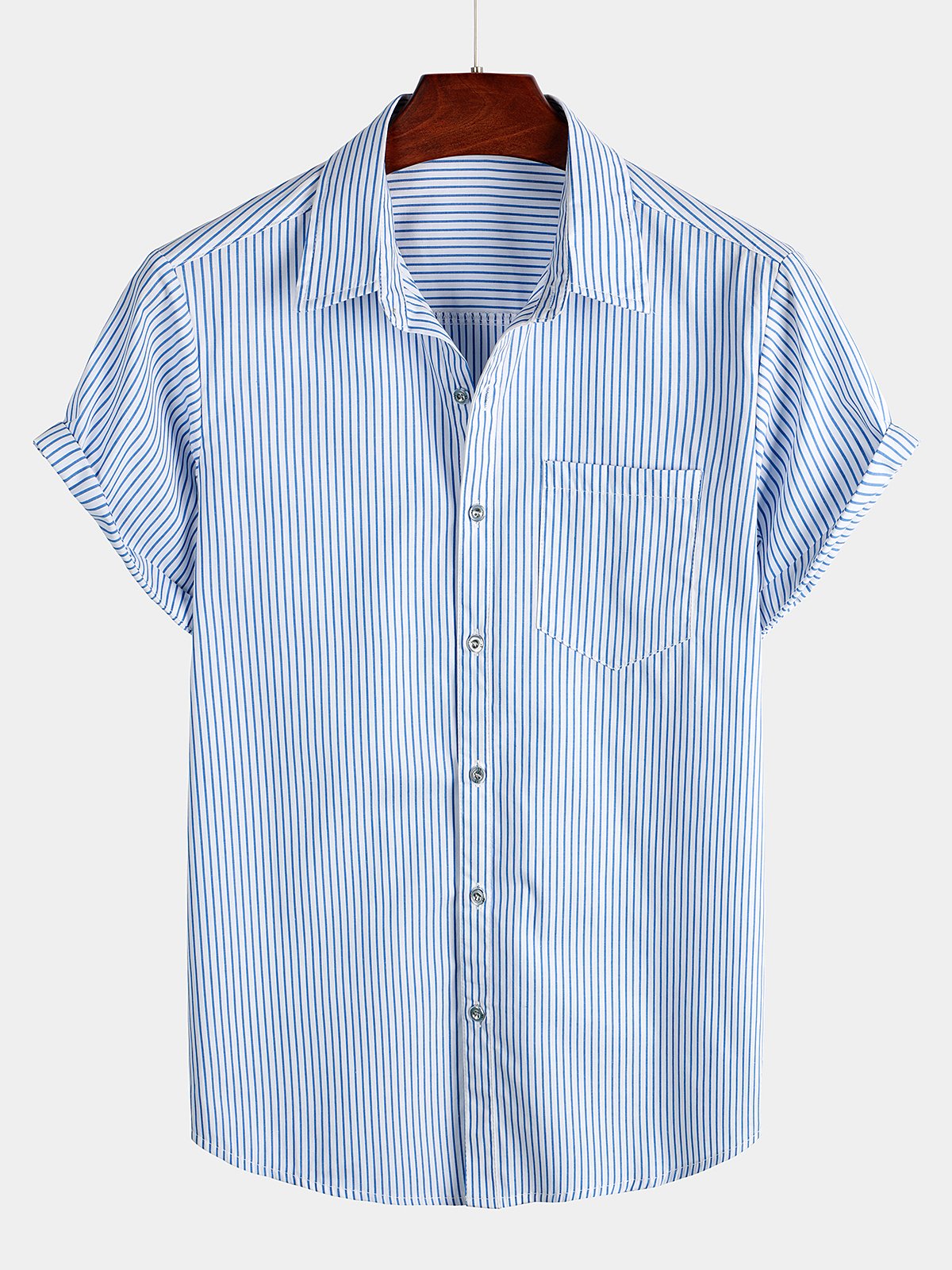 Men's Casual Pocket Short Sleeved Button Down Shirt