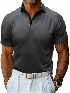 Men's Lapel Spliced Waffle Fabric Short Sleeve POLO Shirt