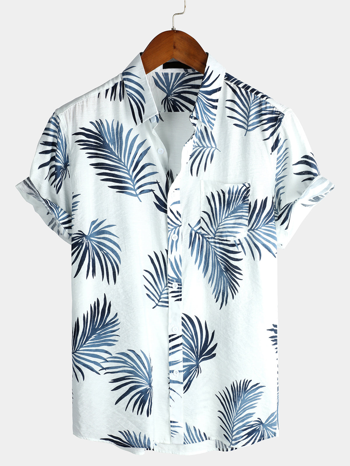 Men's Floral Holiday Cotton Summer Palm Tree Hawaiian Shirt