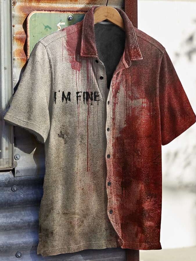 Men's Bloody I'm Fine Halloween Print Shirt