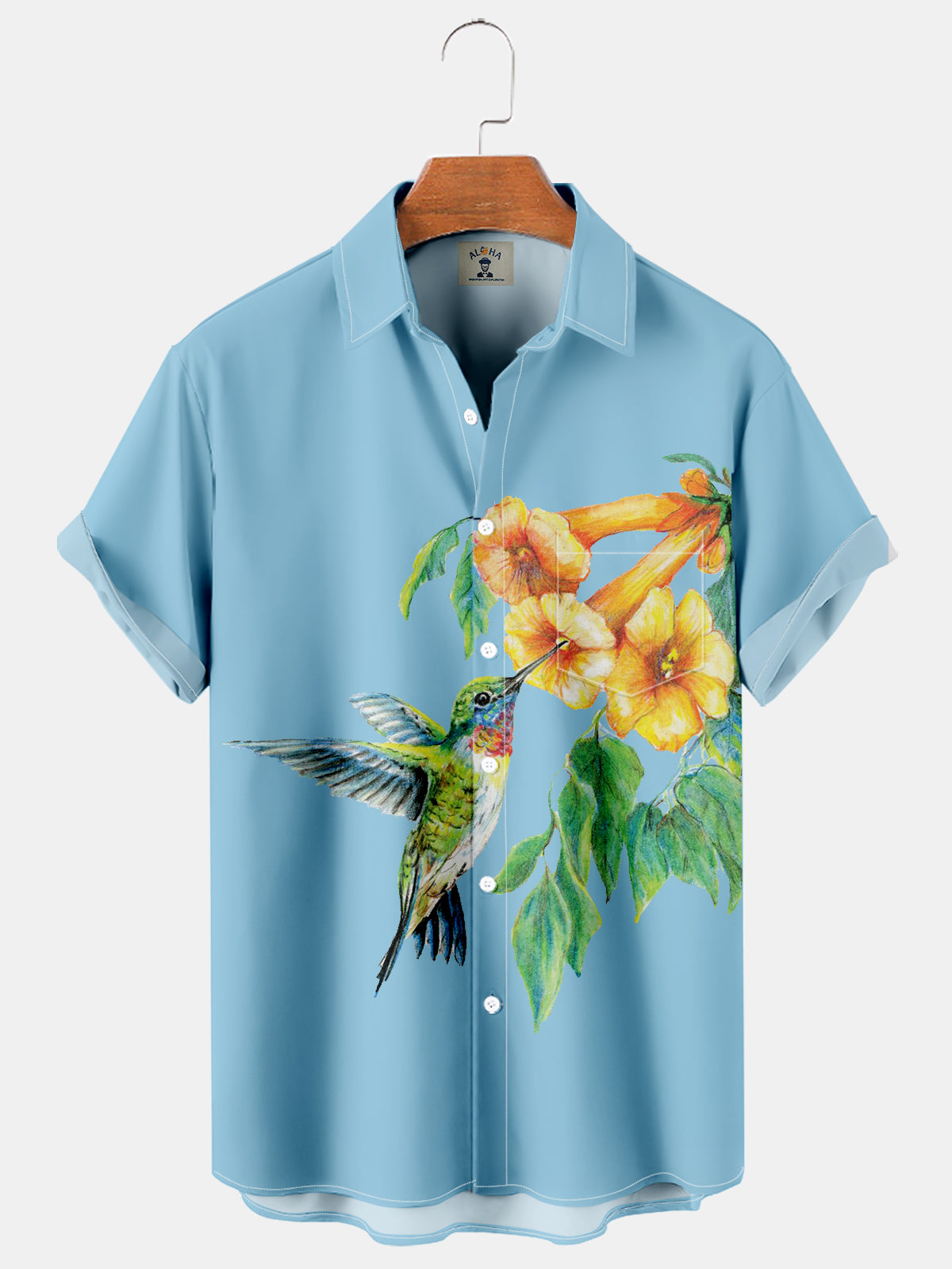 Hawaiian Crayon Print Pocket Short Sleeve Shirt-Garamode