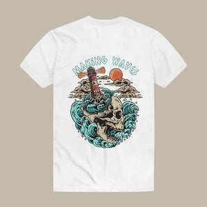 Making Waves Skull Print Men's T-shirt