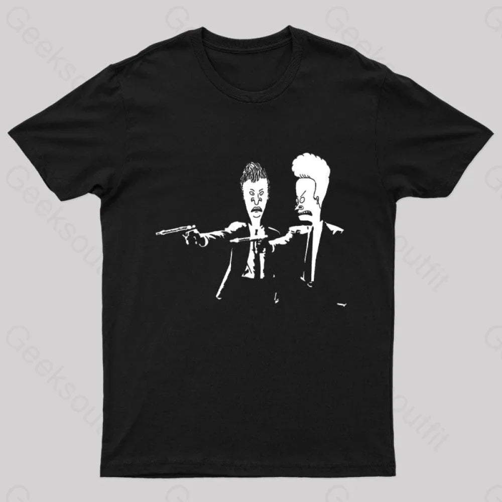 Beavis And Butthead Pulp Fiction Nerd T-Shirt Black / S