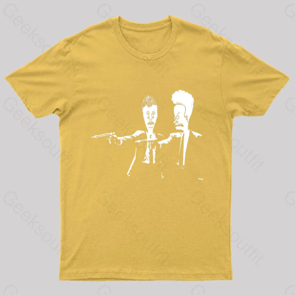 Beavis And Butthead Pulp Fiction Nerd T-Shirt Yellow / S