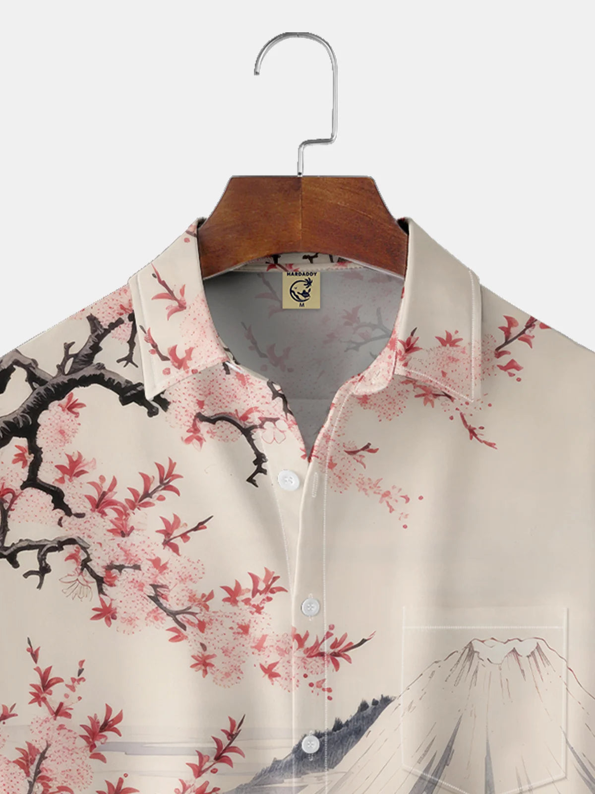 Moisture-wicking Cherry Blossoms Chest Pocket Hawaiian Shirt